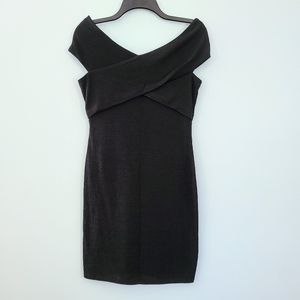 NWT Bar III Little Black Bodycon Off-the-Shoulder Ribbed Stretchy Cocktail Dress